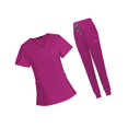 thumbnail image 2 of pitrice Ensemble de Blouse Médicale pour Femme Col en v Lavable en Machine Manches Courtes Costume S Rose Rouge, 2 of 8