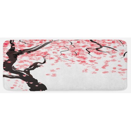 

Floral Kitchen Mat Dogwood Tree Blossom in Watercolor Painting Effect Spring Season Theme Pinkish Tones Plush Decorative Kitchen Mat with Non Slip Backing 47 X 19 Black Pink by Ambesonne