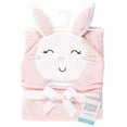 thumbnail image 2 of Hudson Baby Infant Girl Cotton Animal Face Hooded Towel, Pink Bunny, One Size, 2 of 2