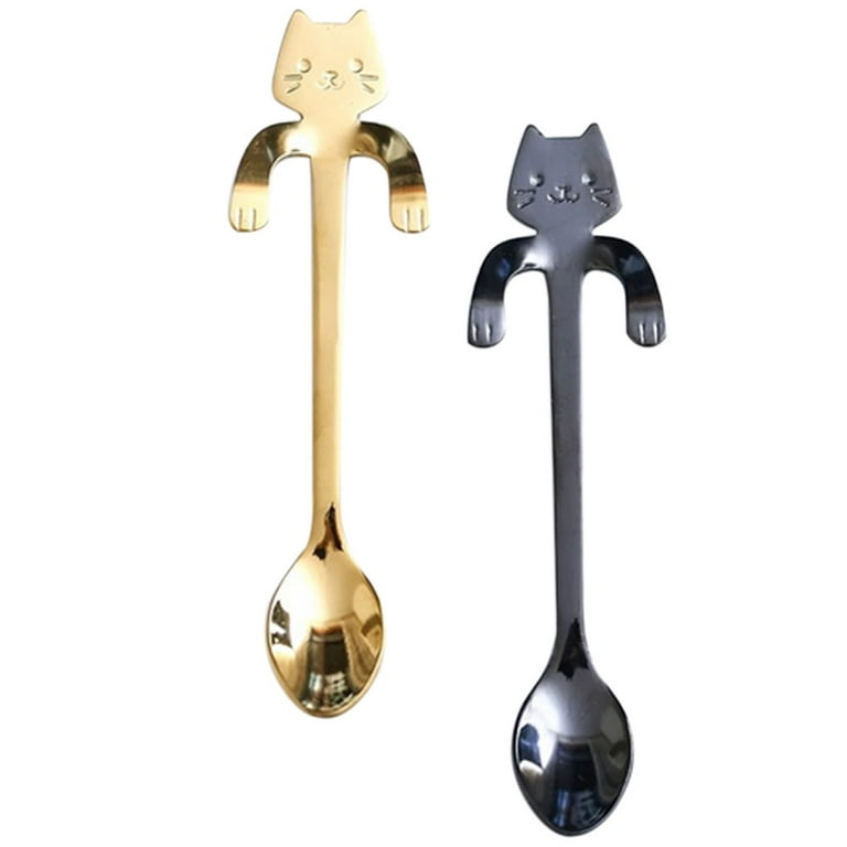 Cute Cat Face Stainless Steel Spoon Set - Perfect For Soup, Coffee