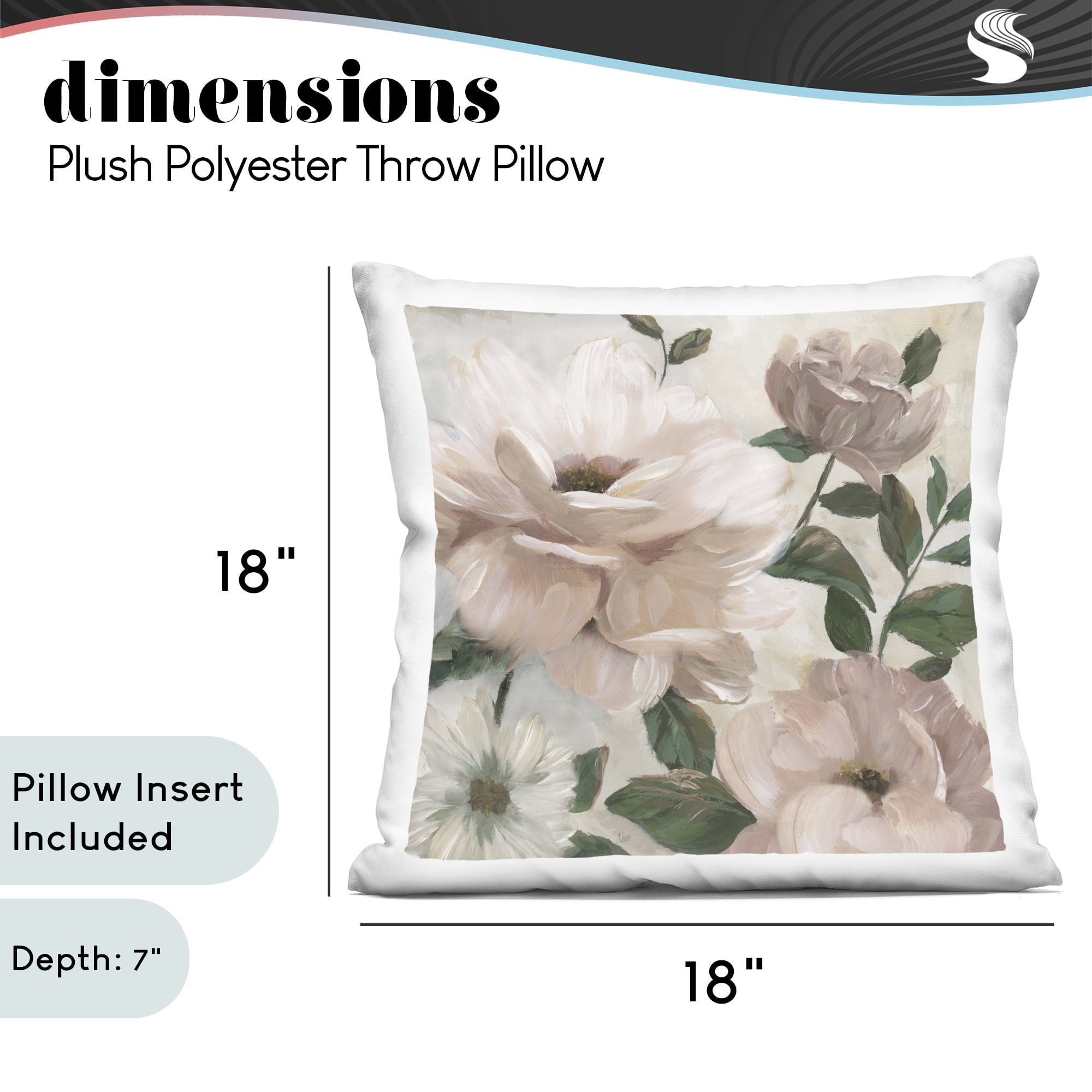 Stupell Industries Budding Blush Peonies & Leaves Decorative Printed Throw Pillow, design by Nan, 18 x 7 x 18