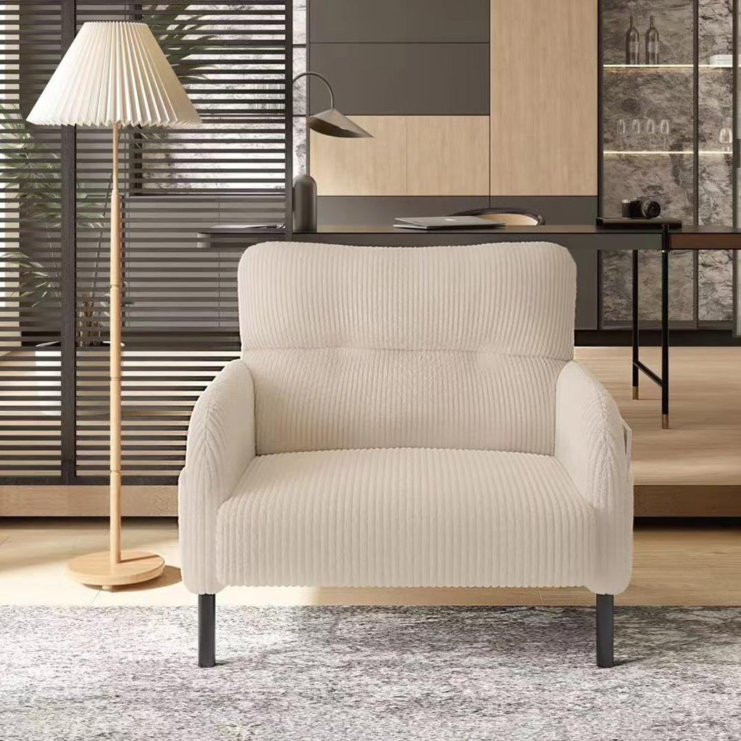 Modern Accent Chair,Armchair,Corduroy Fabric Sofa Chairs,Upholstered Armchair for Living Room,Bedroom,Office,Beige