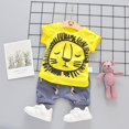thumbnail image 1 of Bebé niños niñas ropa de dibujos animados traje lindo niños verano algodón 1 2 3 años niños niños conjuntos de ropa T-shrit + shorts CPEACOCK BLUE3T, 1 of 3