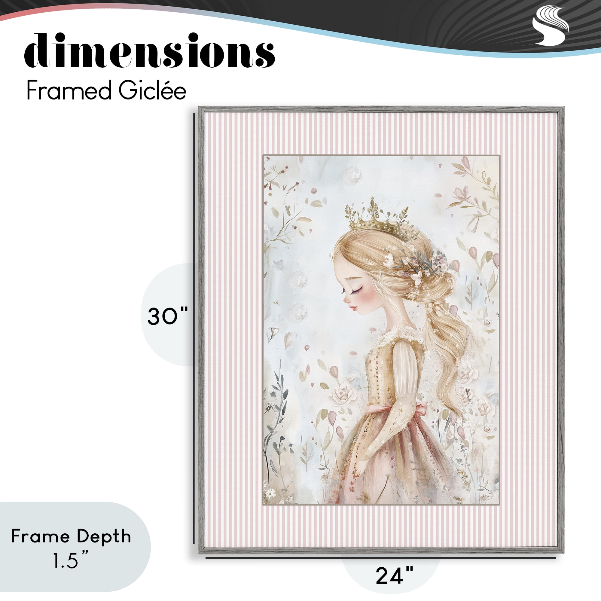 Stupell Industries Enchanted Dreams Princess Gray Framed Giclee Art, design by Christine Simpson Art