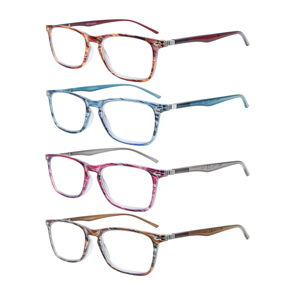 VIDEBLA 4 Pack Blue Light Blocking Reading Glasses Spring Hinge Women Men Lightweight Readers