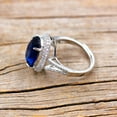 thumbnail image 4 of Uloveido Adjustable Silver Color Blue Zircon Oval Rings, Crystal Split Shank Halo Ring Wedding Engagement Jewelry for Women Y927-Blue…, 4 of 7