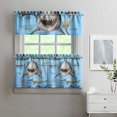 thumbnail image 2 of Kitchen Curtains 24 Inch Short - 3 Panel Set, Shark Whale Dolphin Ocean Theme, Rod Pocket Window Curtain, 100% Polyester for Nautical Farmhouse Kitchen, Easy Wash, 2 of 6