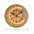 thumbnail image 4 of 2D Golden Moon Lantern Clock European Style 10 Inch Golden Moon Lantern Eid Backdrop Clock | Silent Wall Clock with Wood Veneer, Ornate Floral Patterns & Golden Lanterns - Quartz Movement, Battery Ope, 4 of 6