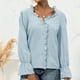thumbnail image 3 of Camisa de manga larga con ribete de volantes suave y cómoda lavable a máquina con cuello en V y costuras de encaje para vacaciones ANGGREK Otros, 3 of 6