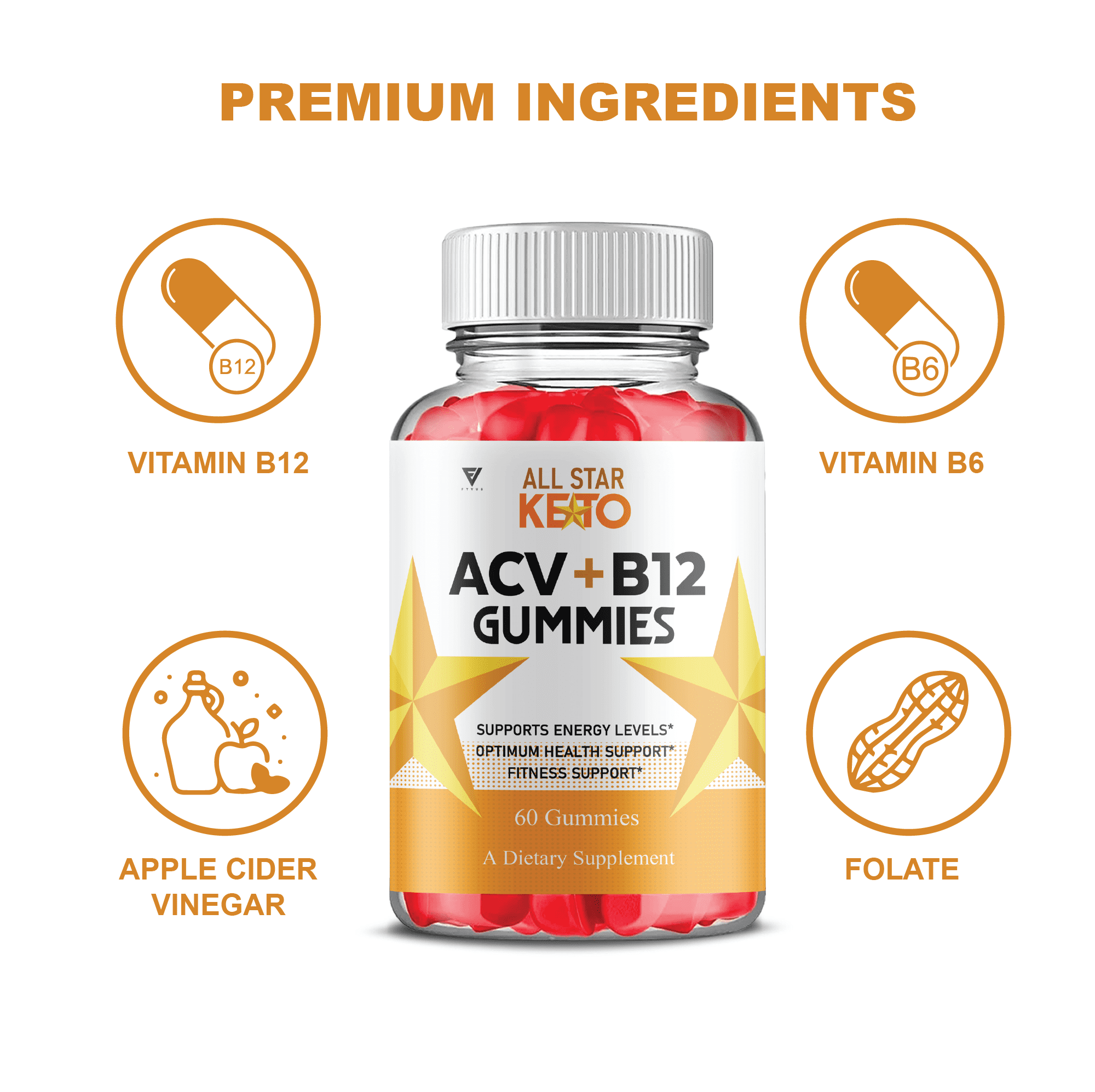 (2 Pack) All Star Keto ACV Gummies, AllStar Advanced Keto ACV Overall Health Formula (120 Gummies)