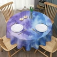 thumbnail image 3 of Purple Blue Tie Dye Pattern Round Tablecloth 60"x60",Wrinkle Wipeable Table Cloth for Kitchen Dining Room Picnic Patio Party, 3 of 6
