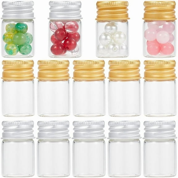 40Pcs Clear Glass Vials 6ml Small Glass Vials Mini Bottles Mini Glass Bottles with Screw Aluminum Metal Cap Tiny Glass Vial Jars Empty Small Bottles for Wedding Favors Art Crafts DIY Decor