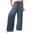 thumbnail image 5 of Icvfdpl Womens Casual Loose Pants Daily Elastic Strap Waist Workout Trouser Solid Color Long Pant Leisure Trousers Tourism Vacation Wear, 5 of 7