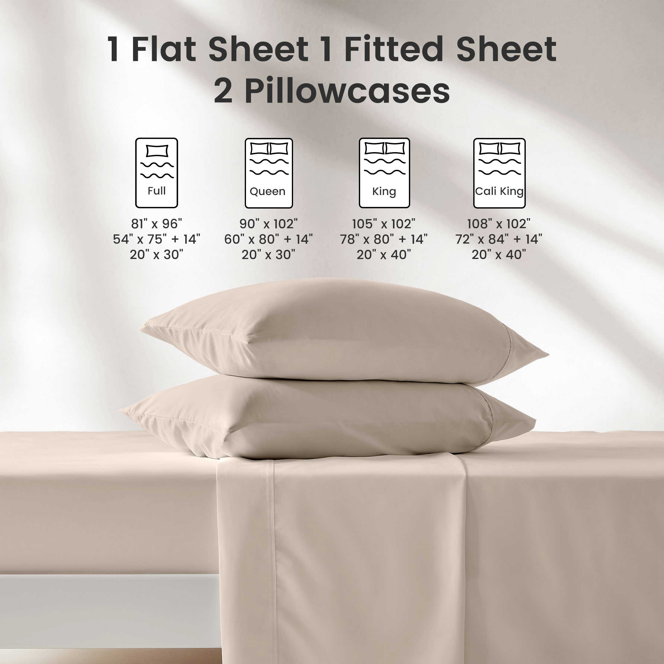 Sonive Queen Sheet Set, 4-Piece, Beige Luxury Microfiber photo 6