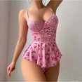 thumbnail image 4 of Levmjia Womens Nightwear and Sleepwear Lace Mesh Teddy Bodysuit Sheer Dress Lingerie Set with Bow for Couples Romantic Comfortable Stretchy and Alluring, 4 of 5