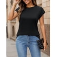 thumbnail image 4 of Am Direct Womens Casual Tops Loose Fit Crewneck Cap Sleeve Basic T-Shirt, 4 of 6