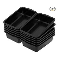 13 Liter Bus Tubs 12-Pack - Black Plastic Tote Boxes, Commercial Grade Food Storage Containers, Dishwashing & Transport Bins for Kitchen, Restaurant, Hotel