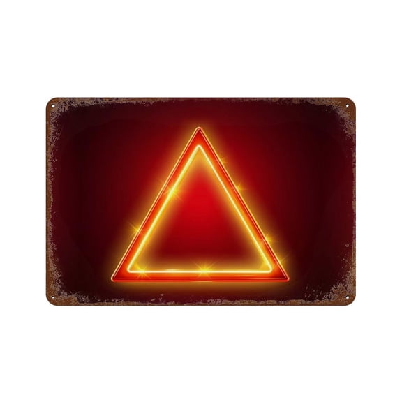 Glowing Neon - Style Red Triangle Warning Sign Metal Tin Sign Warning Caution Notice Yard Sign Office Sign Outdoor & Indoor 8X12Inch