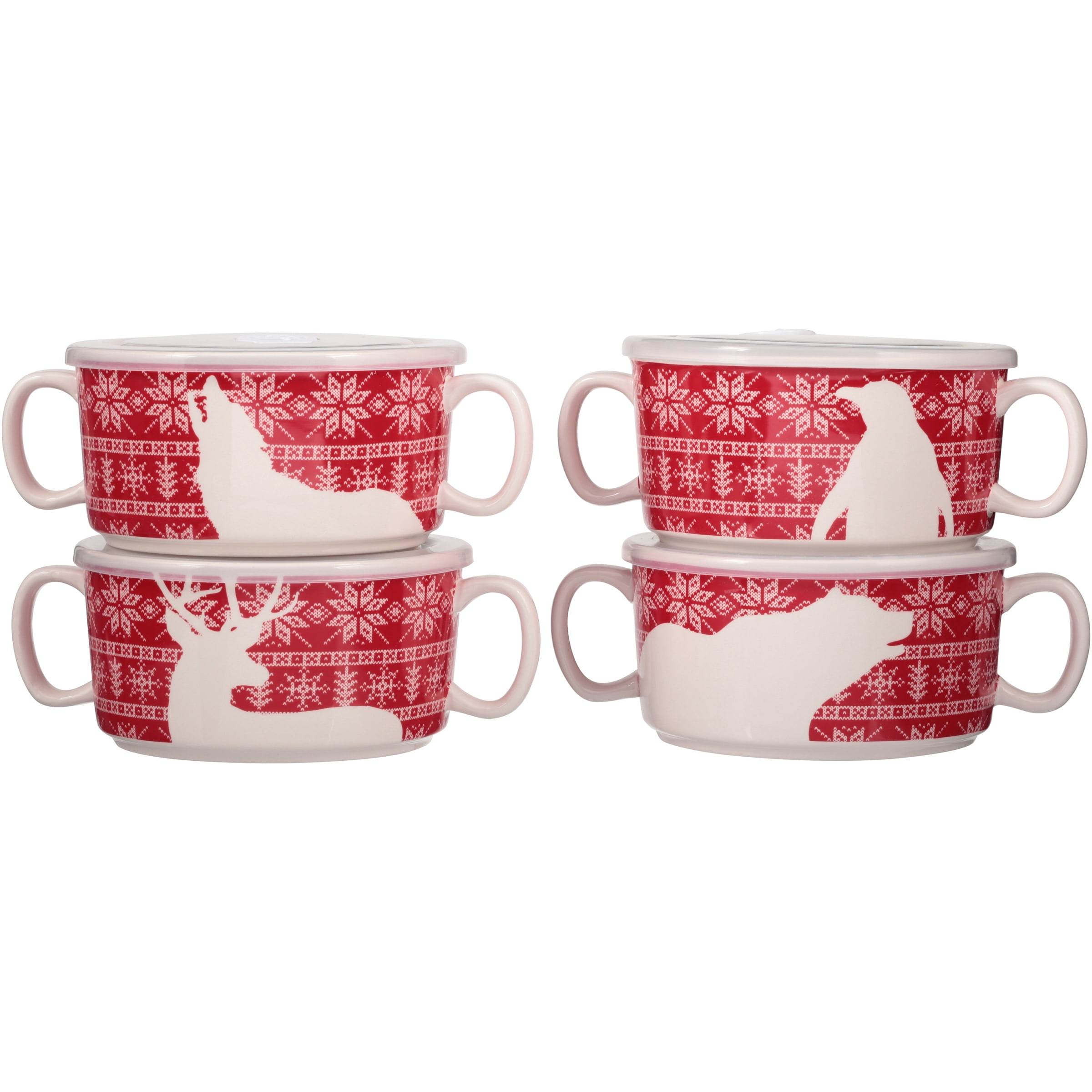 Mainstays™ Animal Soup Bowl and Lid 4 ct Box