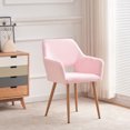 thumbnail image 4 of Upholstered Makeup Arm Chairs, Comfy Cute Faux Fur Vanity Chair With Metal Legs, For Bedroom Home Office Living Room Waiting Room, 4 of 7