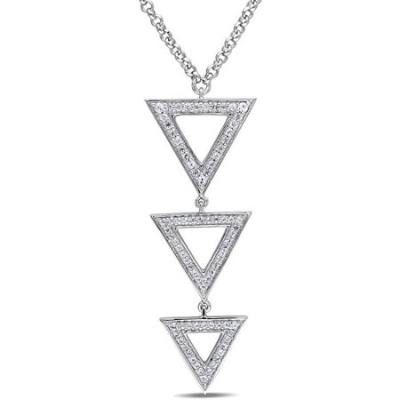 Miabella 5/8 Carat T.G.W. White Sapphire Sterling Silver Multi-Triangle Necklace, 16