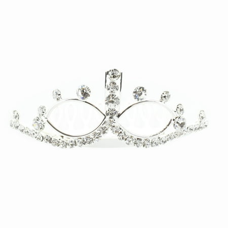 Kate Marie 'Vira' Rhinestone Crown Tiara Hair Pin in Silver