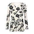 thumbnail image 6 of Atogsazn Women's Long Sleeve Blouse Floral Casual Dressy V Neck Pullover Shirt Loose Fit Tops Outfit Clothing 03-Khaki XXL Fashion, 6 of 7