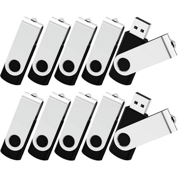 10 PackEnfain 8GB USB 2.0 Black Flash Drives for File Backup and Transfer