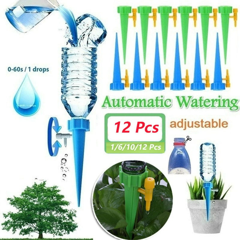 Self Watering Spikes System with Slow Release Control Valve Switch Automatic Vacation Drip Irrigation Watering Devices Care Your Indoor & Outdoor Home Office Plants Womdee 6 Pack Plant Waterer