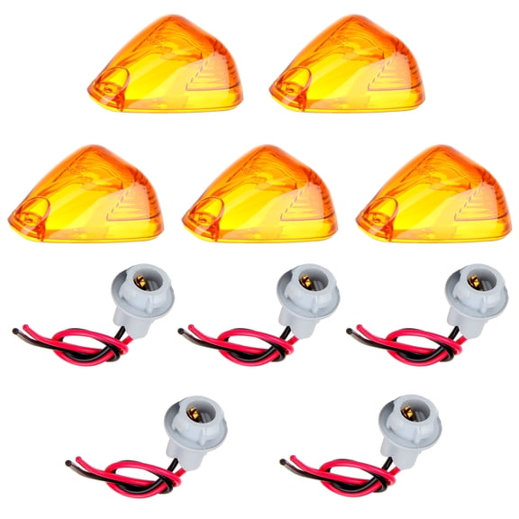 ECCPP 5x Amber Cab Marker Clearance Light 5x Replacement T10 Plug Sockets Extened Wiring Harness pigtail For Cab Roof Running Marker light