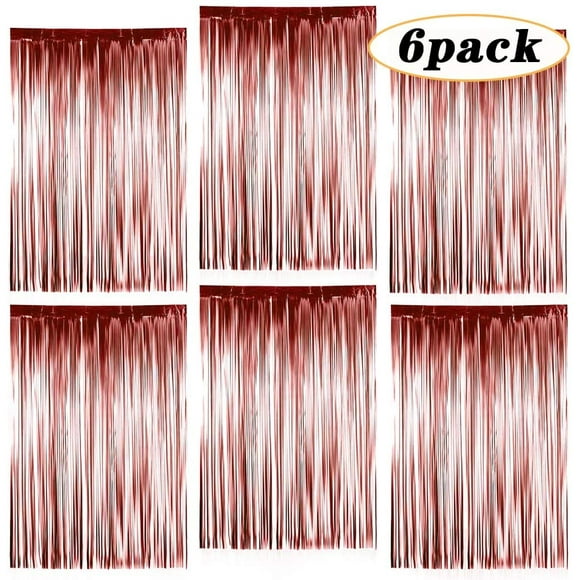 6 Pieces Tinsel Curtains, Foil Curtain Rose Gold, Glitter Curtains Decoration For Party Wedding Birthday Christmas Photo Booth Door Curtain Decoration (1m X 2m)