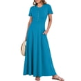 thumbnail image 1 of Vestido largo ANRABESS, casual de verano, manga corta, azul para mujer, 1 of 8