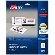 Avery Printable Business Cards, 2" x 3.5", White, 250 Cards (08371)