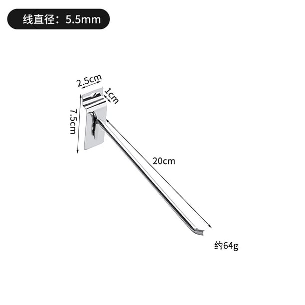 Xiao Hua 50 ganchos resistentes para paneles de pared con forma de fideos planos, accesorios de metal para pared, ganchos plateados para exhibición en tiendas de garaje y minoristas (20 cm de largo)