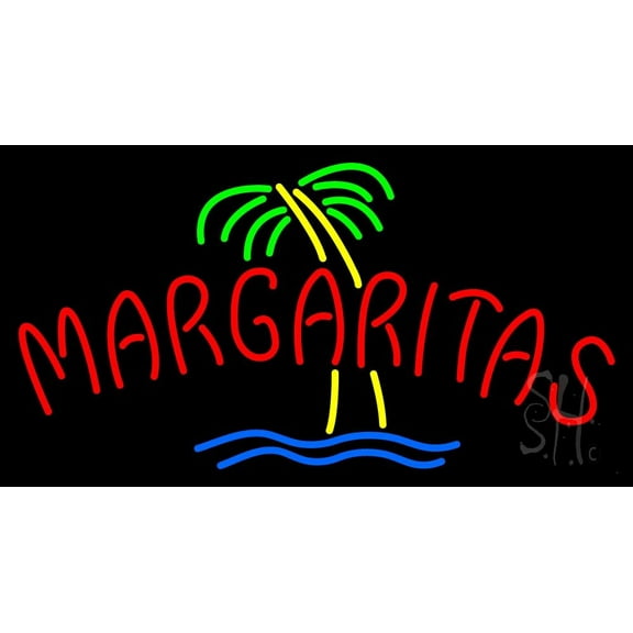 Red Margaritas LED Neon Sign 20 x 37 - inches, Black Square Cut Acrylic Backing, with Dimmer - Bright and Premium built indoor LED Neon Sign for restaurant window and interior decor.