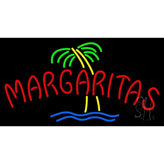 Red Margaritas LED Neon Sign 20 x 37 - inches, Black Square Cut Acrylic Backing, with Dimmer - Bright and Premium built indoor LED Neon Sign for restaurant window and interior decor.