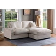 thumbnail image 4 of 84.5"x63" Modular Sectional Sofa Couch, Modern Upholstered Sleeper Sofa Bed with 2 Ottoman Bench and 2 Pillows, Comfy Corduroy 4 Seater Couch for Living Room Bedroom Apartment, Beige, 4 of 6
