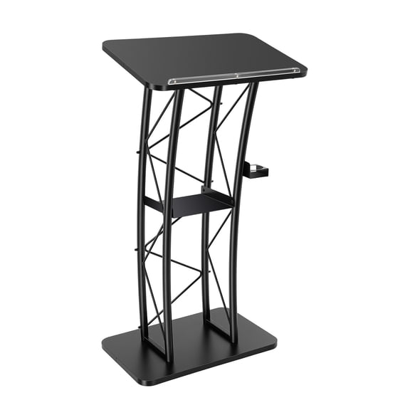 Curved Podium with Cup Holder Black PS & Iron for Schools Churches Conferences