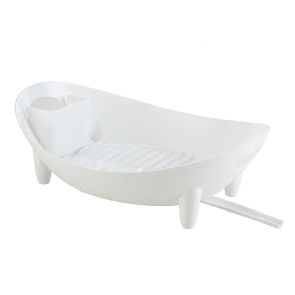 HILOGEL Dish Drying Rack Oval Shaped Drainer with Utensil Holder Plate Bowl Cutlery Storage Container Vegetable Basket Kitchen Counter Cabinet Organizer