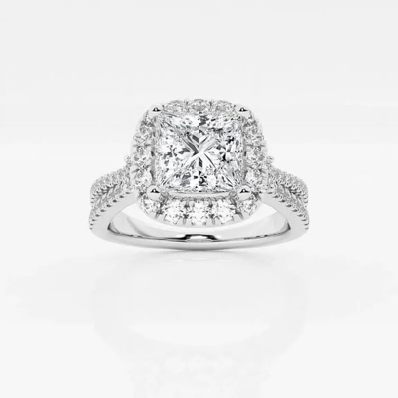Zoya Jewel 1.8 Ct Princess Cut VVS1/D Lab Simulated Diamond Ring - 14K White Gold Plated Jewelry - Engagement Wedding Ring with Accent - Simple Style