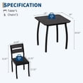thumbnail image 3 of Huisuilinss 3-Piece Dining Table Set,Farmhouse Kitchen Table And Chair For 2,Wood Square Table With Upholstered Chair,Metal Frame Dining Room Table Set For Small Space Apartment Studio, 3 of 8