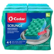 O Cedar Scrunge Sponge, Multi-Use Non-Scratch Sponge, For Kitchen and Bathroom, 6 count