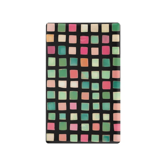 Yayeee Blank Wall Plate Cover 1-Gang 4.5"x2.7" Home Unused Decorative Outlet, Green Block Pattern