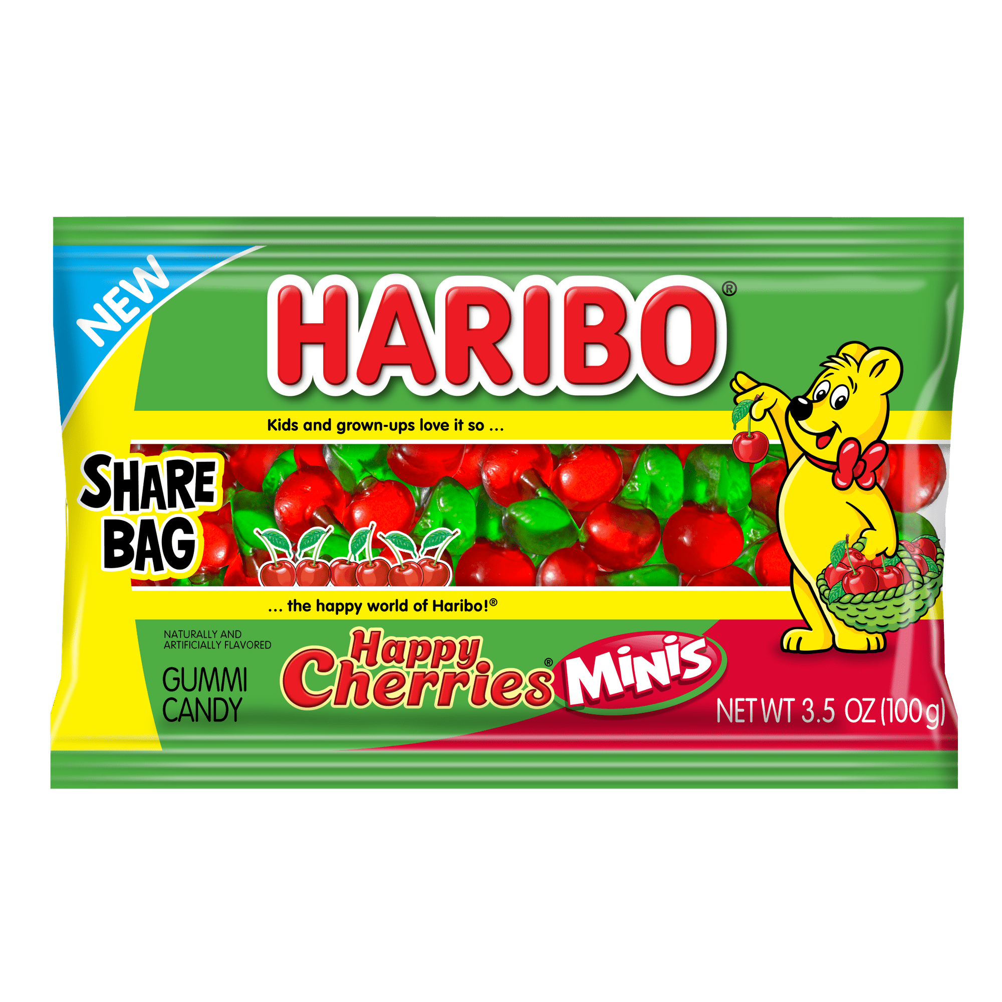 HARIBO Happy Cherries Mini Gummies Fruit Flavor Gummy Candy, 3.5oz, Share Size Peg Bag