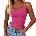 thumbnail image 3 of CIENVNSTG Solid Ribbed Knit Basic Tank Top Shirts for Women Slim Fitting Scoop Neck Sleeveless Design for Summer Everyday Wear And Daily Matching Hot Pink S, 3 of 4
