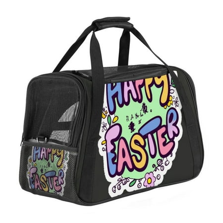 Easter Pet Carrier Bag with 900D Oxford Fabric  Nylon Webbing Base - 17x10x11.8 in - Small Dog Travel Tote