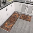 thumbnail image 3 of Bohemian Brown Ethnic Design Rug Kitchen Rugs and Mats Sets Of 2,Kitchen Decoration Rugs,Rubber Backing Non-Slip Floor Mat for Sink Washable Waterproof Laundry Room Runner Rugs, 3 of 7