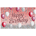 thumbnail image 6 of Pink Backdrop Banner with Happy Birthday Text Balloons Stars and Confetti Birthday Party Decoration Photography Props Party Supplies Decor Background, 6 of 7