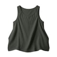 thumbnail image 2 of Long Tank Tops for Women Loose Fit Comfy Linen Sleeveless Crewneck Tanks Solid Casual Summer Clothes (S, Dark Gray), 2 of 7