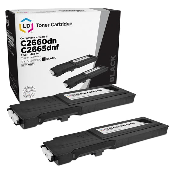 LD Products Compatible EcoPlus Toner Cartridge Replacement for Dell C2660 (Black, 2PK) HY Toner